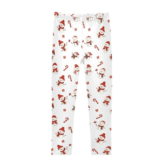 joogoo Girls' Leggings Snowman Candy Cane Yoga Pants 6T