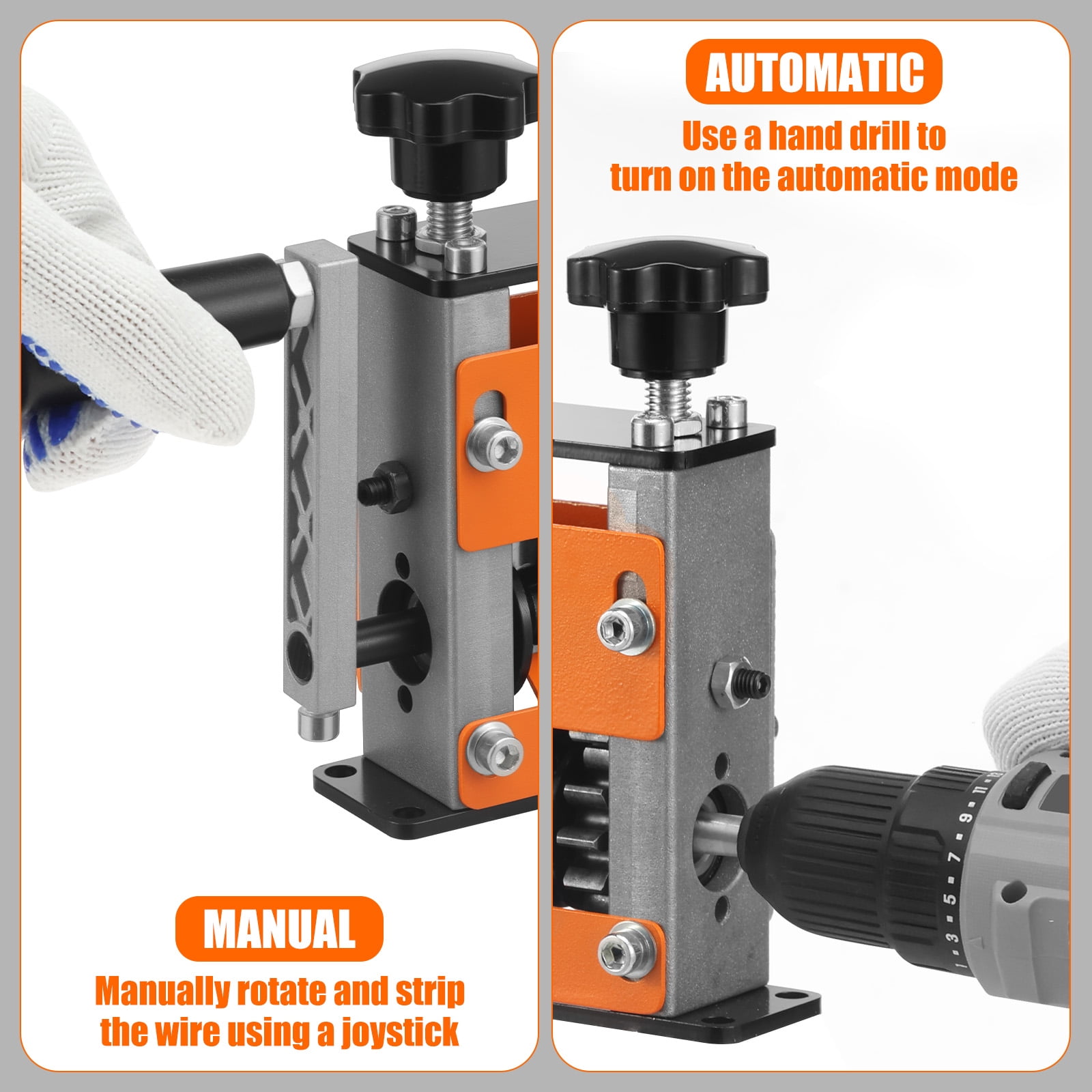 TMWEFUSC Hand Crank Wire Stripper Drill Driven Cable Stripper Machine Adjustable Manual Copper Cable Peeler Tool with 6 Feeding Hole for Scrap Wire
