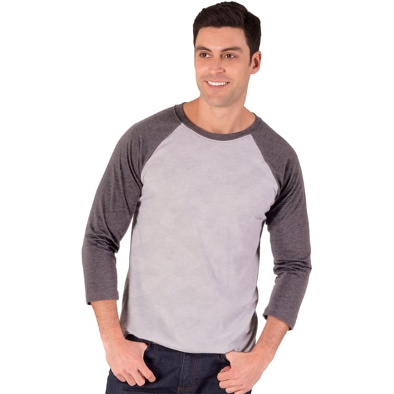 BlueGeneration Adult Triblend 3/4 Sleeve Baseball Crew Neck - Grey 4 Extra Large Trim Light Grey