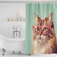 thumbnail image 4 of Sunglasses Cat Bathroom Shower Curtains with Hooks, Retro Funny Cat Green Background Waterproof Fabric Washable Shower Curtain for Home Hotel Bathtub Decor 72x72 Inch, 4 of 9