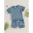 thumbnail image 4 of Musuos Toddler Baby Summer Clothes 6 12 18 24M 3T Solid Color Short Sleeve Round Neck T-Shirt with Shorts 2Pcs Outfit, 4 of 10
