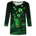 thumbnail image 4 of Wang6 Womens Oversized 3/4 Sleeve St Patricks Day T-Shirt Irish Shamrock Printed Tops Causal Crew Neck Loose Saint Graphic Tees Tunic Shirts Green1 S, 4 of 5