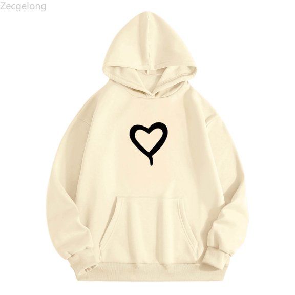 Zecgelong Boys Hoodies & Sweatshirts For Kids Cozy Pullover With Heart Print Long Sleeve Pocket Hoodie For Casual Wear And Everyday Style Beige,Size 2-3 Years
