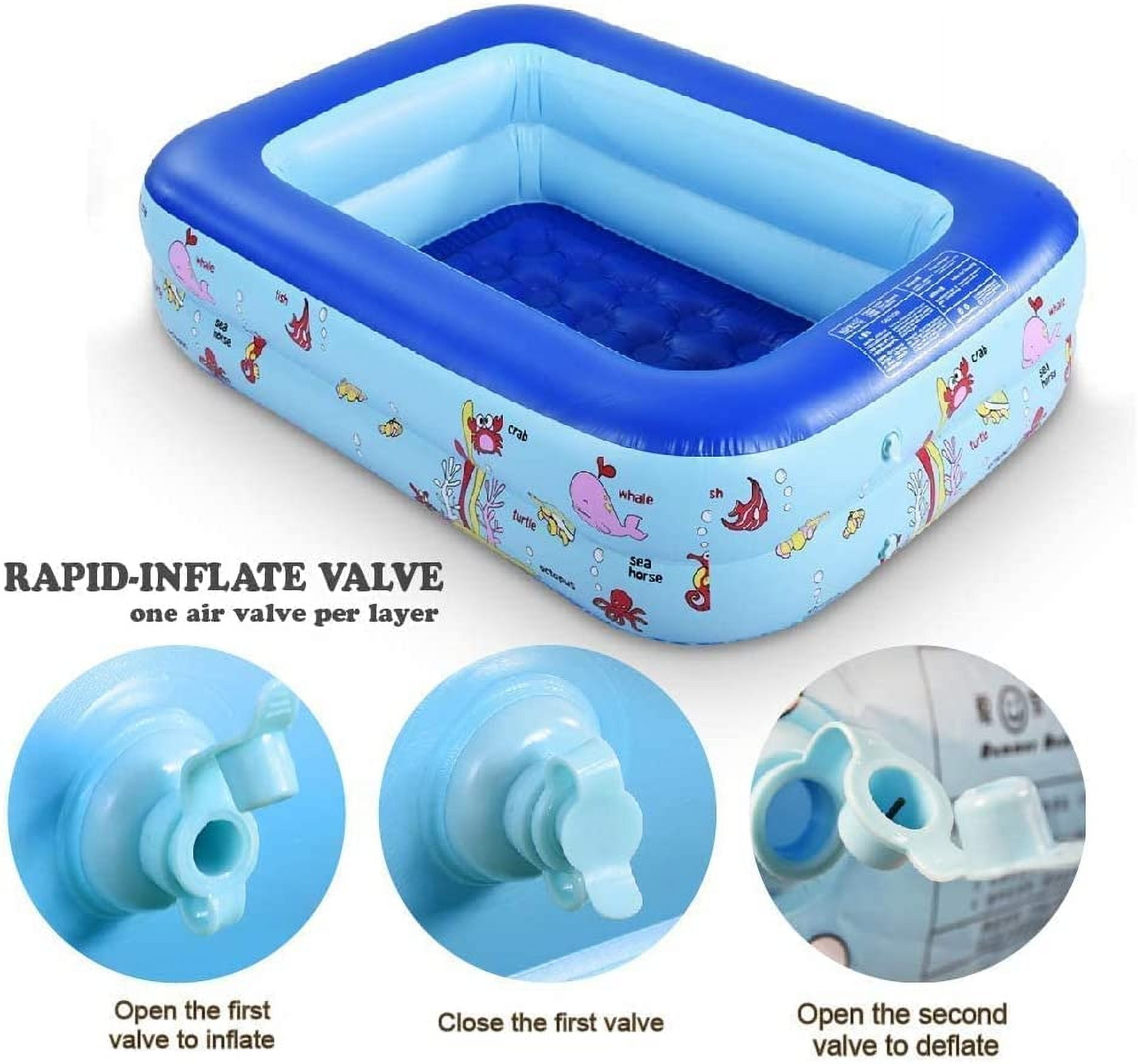 Inflatable Kiddie Pool 45x33x14 Inches with Soft Floor for Kids Indoor Outdoor Fun