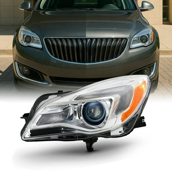 AKKON - Fits 2014 2015 2016 2017 Buick Regal Halogen Projector Headlight Chrome Driver Left Side Replacement