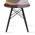 thumbnail image 4 of 2xhome - Set of 2 Fabric Patchwork Ann - Fabric Side Black Dark Wood Legs Eiffel Dining Room Chair - Lounge Chair No Arm Armless Less Chairs Seats, 4 of 6