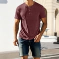 thumbnail image 2 of longantii Mens Henley Shirt Casual Button Henley Short Sleeve T-Shirts Comfortable Plain Cotton Blouses 2026 Summer New Basic Tee Shirt Wine XL, 2 of 6