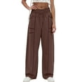 thumbnail image 6 of Resicozy Barrel Sweatpants Women Casual Elastic Drawstring Waist Wide Leg Sweatpant with Pockets Lounge Baggy Pants Brown 2XL, 6 of 6