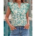thumbnail image 3 of BTFBM Womens Tops Dressy Casual Spring Summer Shirts Boho Floral V Neck Ruffle Cap Sleeve Business Work Blouses, 3 of 9