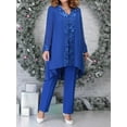 thumbnail image 3 of DPOIS Mother of The Bride Pants Suits 3Pcs Chiffon Wedding Guest Outfits Blue XL, 3 of 6