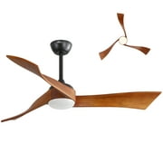 Sofucor 52" Wood Ceiling Fan with Light and Remote, 3 Blades with Reverse Airflow, Black