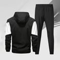thumbnail image 6 of Men's Tracksuit, Color Block Track Jackets and Pants 2 Piece Outfit Mens Hoodie Sweatsuit Full-Zip Running Jogger Set Sports Casual Sweat Suits Size 3XL Black, 6 of 9