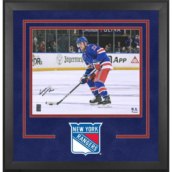 Adam Fox New York Rangers Deluxe Framed Autographed 16" x 20" Blue with Puck Photograph - Fanatics Authentic Certified