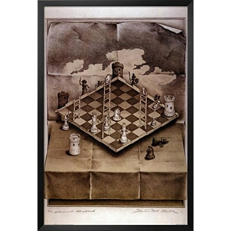 38in Framed - Illusion Chess Board Framed Poster 26 x 38in