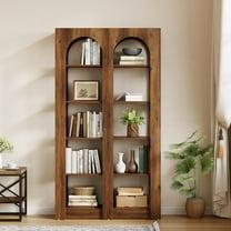 Finmind 70.9" Tall Bookcase, 5-Tier Wooden Bookshelf, Free-Standing Bookshelves and Bookcases, Display Storage Shelves for Home Office, Living Room, BedRoom, Brown