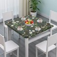 thumbnail image 3 of Elastic Edge Tablecloth with Elegant Floral Print, Durable Polyester for Tea Table or Balcony Use, 34x34 Inch, 3 of 6
