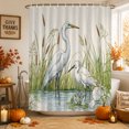 thumbnail image 2 of Wildlife Birds Shower Curtain Set - Small 36" x 72" Washable Bathtub Curtain with 12 Hooks, Beige Farmhouse Botanical Water Reflection Waterproof Fabric Stall Shower Curtains for Bathroom Décor, 2 of 8