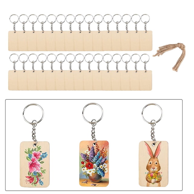 Juego de llavero de madera en blanco, colgante de adorno de llavero sin terminar para proyectos artesanales, llaveros, accesorios de regalo de pintura 6cmx4cm Salvador llavero