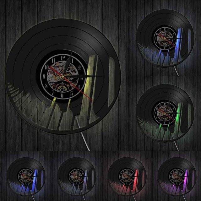 Sound Wave Piano Keyboard Wall Art Wall Clock Pianist Vinyl Record Wall Clock Musical Home Decor Classical Music Lovers Gift