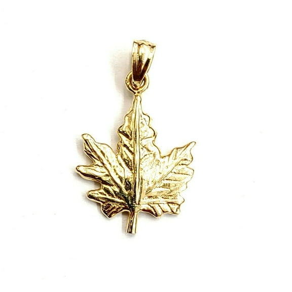 14k yellow gold maple leaf pendant charm gift fine jewelry 1.5g