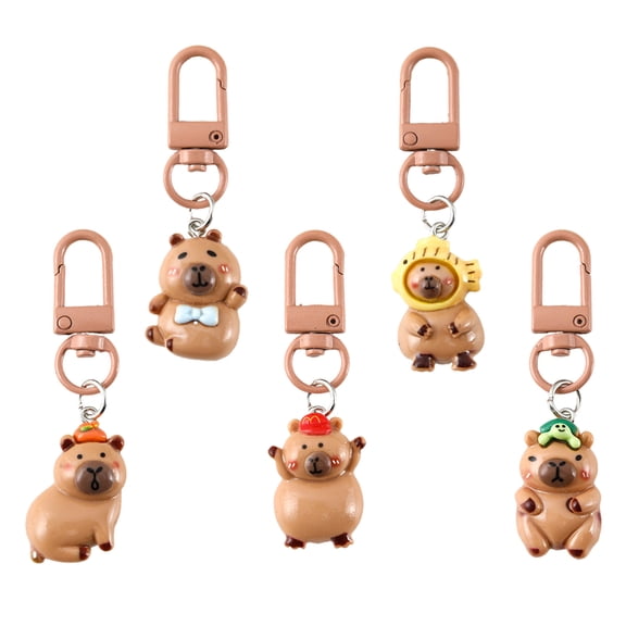 Fashionable Elegant Color Capybaras Keychain Charm Lovely Dress Up Sturdy Resin Pendant for Bags and Keys Decoration