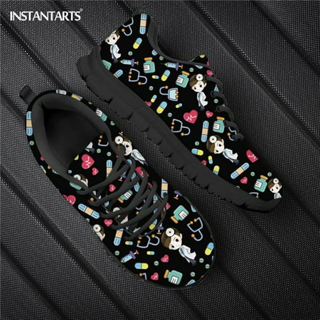 

Cartoon Doctor Care Pattern Casual Shoes For Women Nursing Shoes Lace Up Female Flats Shoe Mesh Sneaker Zapatos Planos De Mujer