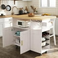 thumbnail image 5 of Rolling Mobile Kitchen Island with Storage and Drop Leaf, Island with Countertop Power Socket and Wheels for Kitchen Appliances, White, 5 of 8