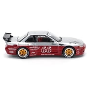 Nissan Pandem S13 RHD (Right Hand Drive) #66 Moontech Silver and Red Metallic 1/64 Die Cast Model Car by Pop Race