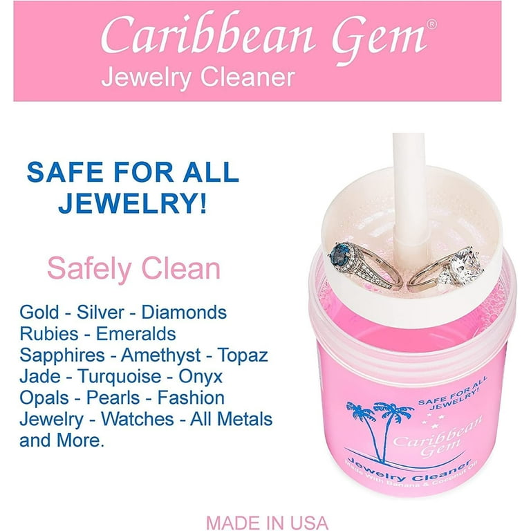 Caribbean Gem Jewelry Cleaner 8 oz & 16 oz Refill, Basket, Brush, Polishing  Cream, Ammonia Free Jewelry Cleaning Kit for All Gold, Silver, Diamonds,  Rings, Necklaces, Gems, Precious Stones & Metals 