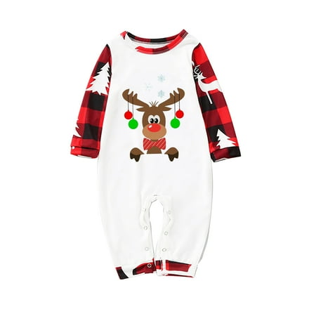 

REORIAFEE Family Matching Christmas Holiday Pajamas Sets Cute Elk Xmas Pjs Loungewear Outfits Kids 12-18 Months