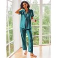 thumbnail image 5 of Ekouaer Silk Satin Pajamas Set Women Short Sleeve Sleepwear Soft Button Down Loungewear Pjs Set, 5 of 6