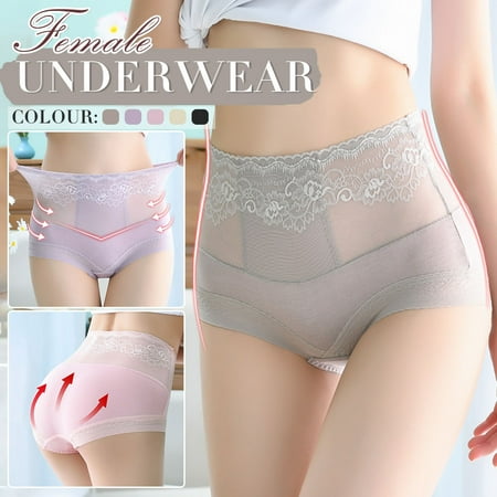 

Women s Tummy Control Underpants High Waist Panties Breathable Lace Mesh Briefs