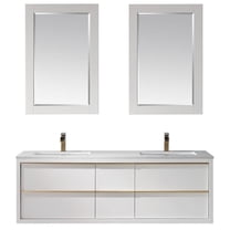 Altair 534060-Aw Morgan 60" Wall Mounted Double Basin Vanity Set - White
