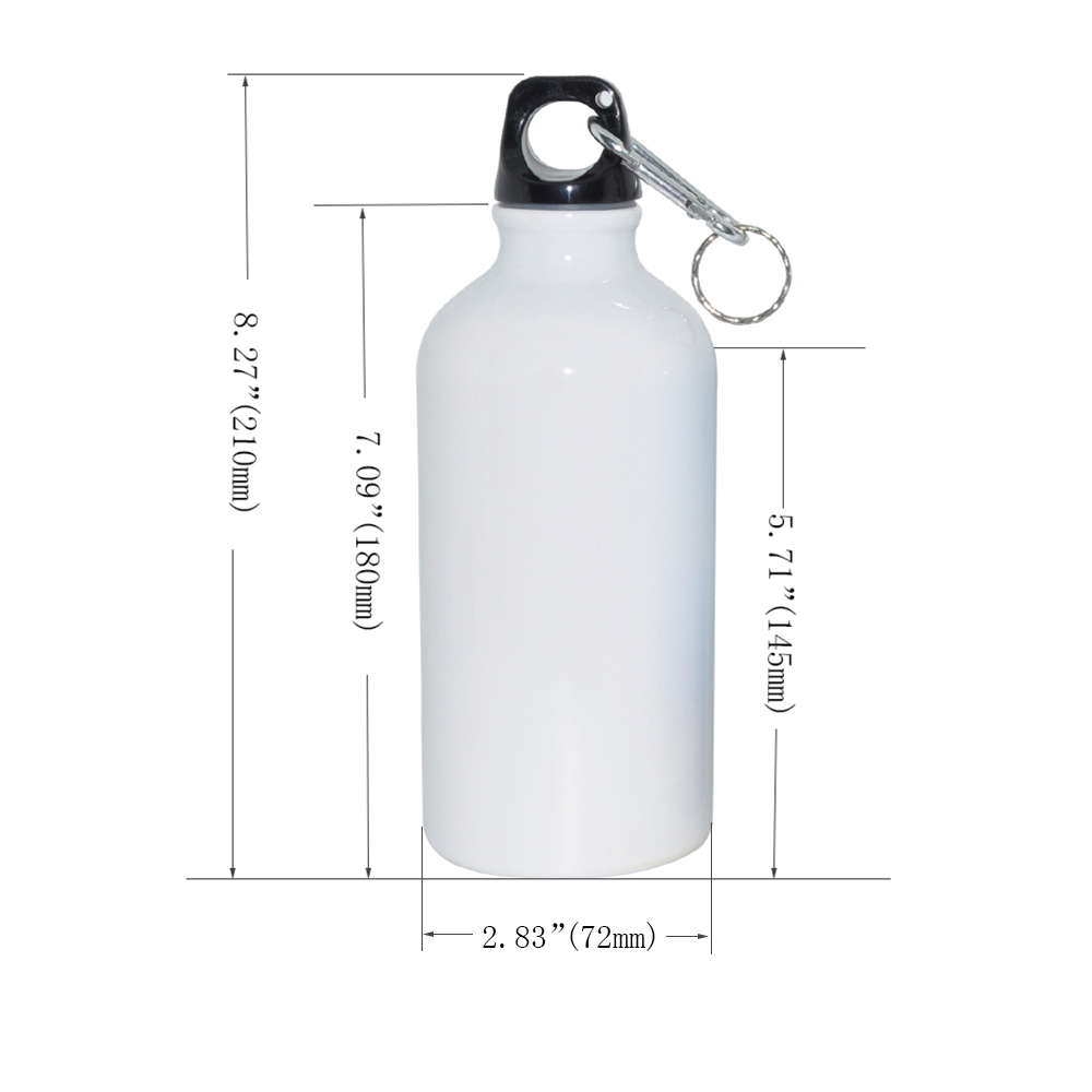 Techtongda 20pcs Blank Coated Sublimation 600ml Aluminium Water Bottle-white Sublimation Transfer