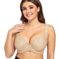 thumbnail image 3 of Women's Bras Underwire Lace Unlined Everyday Brassieres Minimizer Full Coverage Plus Size 40DDD, 3 of 5