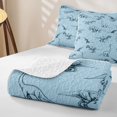 thumbnail image 4 of Feelyou Blue Dinosaur Wildlife Bed Spread Queen for Boys Girls, Simple Line Animal Queen Coverlet Set, Blue, 3-Piece, 4 of 7