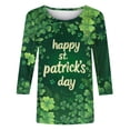 thumbnail image 5 of St. Patrick's Day Shirt for Women Glitter Clover Graphic T-Shirt 3/4 Sleeve Crewneck Festival Apparel Shamrock Print Sparkle Irish Holiday Tops, 5 of 5