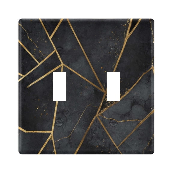 Light Switch Cover Black and Gold Abstract Marble Plates Faceplate Decorative Switch Plate for Bedroom Home Decor