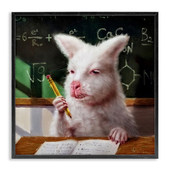 Stupell Industries Eclectic Wallaby in Classroom Black Framed Giclee Art, 17 x 17, by Lucia Heffernan