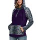 thumbnail image 4 of Sudadera con capucha y estampado de leopardo con bolsillos, de manga larga, color morado, para el hogar, los viajes y la oficina, 4 of 6