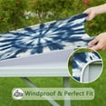 thumbnail image 6 of Blue White Tie Dye Mandala Pattern Square Fitted Tablecloth with Elastic Edge,Square Table Cover,Washable Elastic Table Cover for Home Kitchen Party Decor 34"x34", 6 of 6