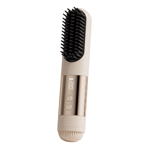 2026 Upgraded Go Brush Pro for Short Hair, 3 Heat Settings for All Hair Types, 30s Fast Heat, Ionic & Ceramic Care, Cold Air Mode, 2500mAh USB-C Rechargeable Straightening Brush (Beige)