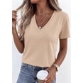 thumbnail image 5 of FreshPretty V Neck T Shirts for Women Summer Tops Spring Short Sleeve Dressy Casual Blouses Basic Tees Fashion Clothing, 5 of 7