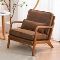 thumbnail image 2 of IVV Mid Century Modern Accent Chair, Brown Bronzing Cloth Upholstered Living Room Armchair with Solid Wood Frame for Bedroom,Apartment,Studio,Office,Waiting Room, 2 of 10