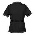 thumbnail image 4 of V Neck Viking Medieval Tunic, V Neck Medieval Viking Short Sleeve Tunic, Printed Trim Warrior Peasant Cosplay Top With Belt, Multi Earth Tone Larp Halloween Costume Shirt, Black L, 4 of 8