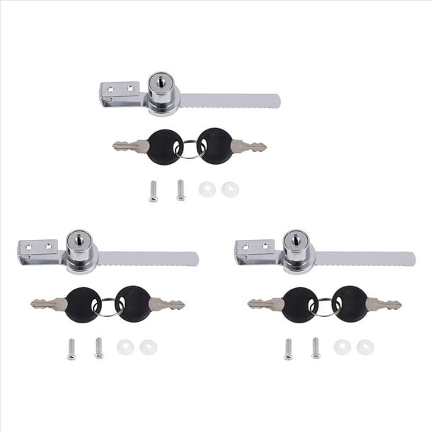 3X Cerradura de Vitrina Cerradura para Puerta Corrediza de Vidrio Cerradura de Trinquete Cerradura del Gabinete de Vidrio de Seguridad con 6 Llaves