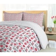 thumbnail image 5 of Ambesonne Cartoon Duvet Cover Sets, Girl in Strawberry Garden, 2-King, Dark Pink Charcoal Grey, 5 of 7