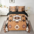 thumbnail image 2 of Feelyou Brown Aztec Geometric Bedding Comforter Set 7 Pieces, Vintage Western Bohemian Full Bedding Set, Hippie Tribal Style Reversible Fitted Sheet Flat Sheet, Lightweight Room Decor, 2 of 7