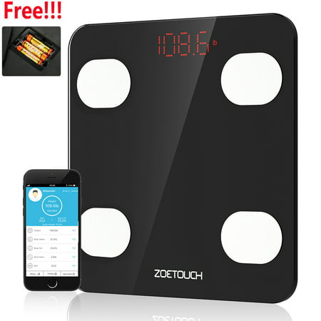 Zoetouch Digital Body Fat Scale Smart Bathroom Weight Scale with IOS and Android APP for Body Weight Body Fat BMI BMR Water Muscle Mass Bone Mass and Visceral (Best Body Temperature App)