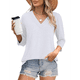 thumbnail image 1 of Blusas de Mujer con Mangas 3/4 y Cuello en V, Estilo Túnica Informal, Básicas, Holgadas XXL, 1 of 6